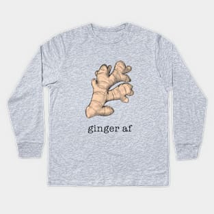 Ginger AF Illustration of gingerroot Kids Long Sleeve T-Shirt